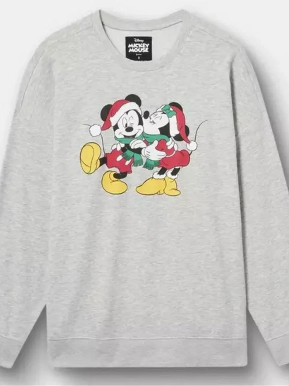Torrid Christmas Minnie Mouse Kissing Mickey Mouse 2X Sweatshirt Grey